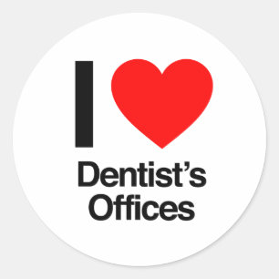 Sticker Rond j'adore les bureaux des dentistes