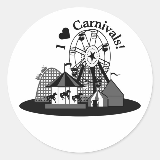 Sticker Rond J'adore les carnavals ! (Devant)