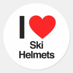 Sticker Rond j'adore les casques de ski