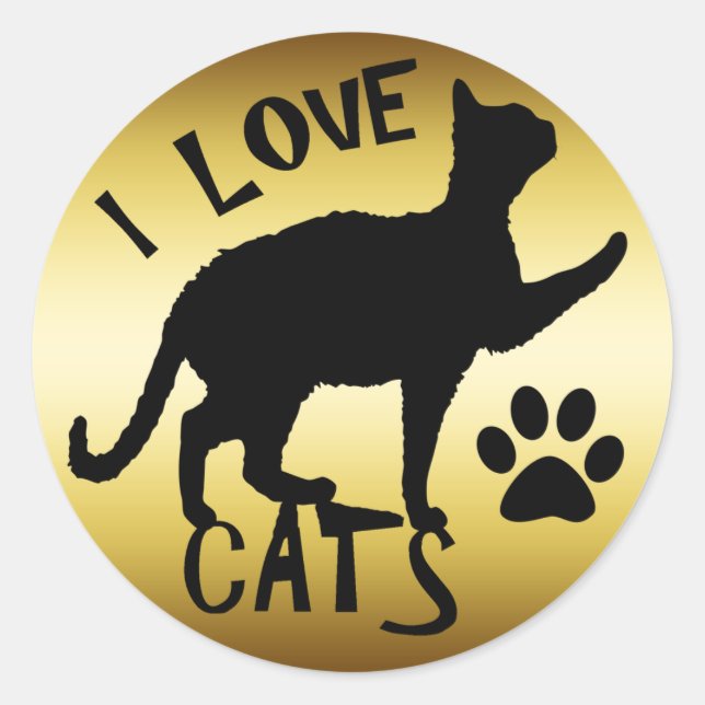 STICKER ROND J'ADORE LES CHATS (Devant)