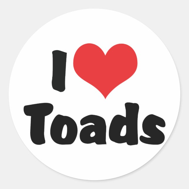Sticker Rond J'adore les crapauds à coeur (Devant)