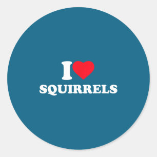 Sticker Rond J'adore les écureuils, amoureux des animaux au cœu