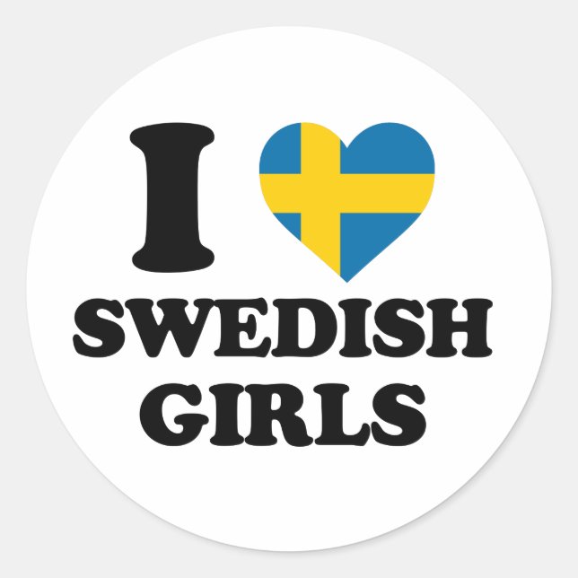 Sticker Rond J'adore les filles suédoises (Devant)