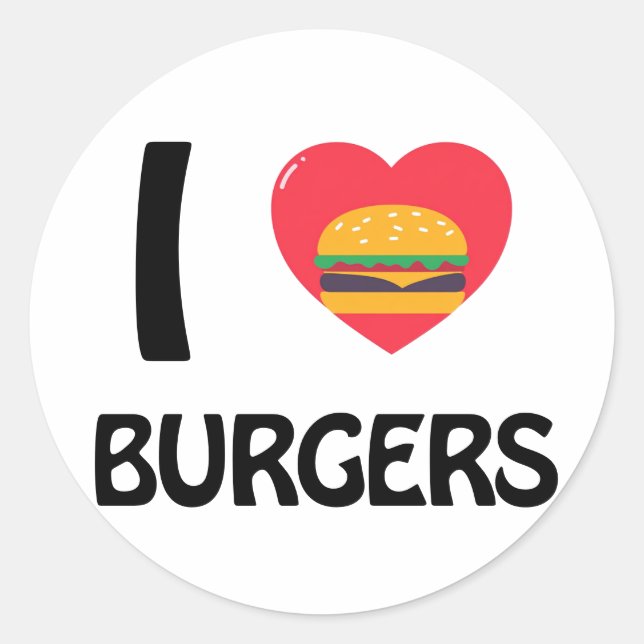 Sticker Rond J'adore les hamburgers (Devant)