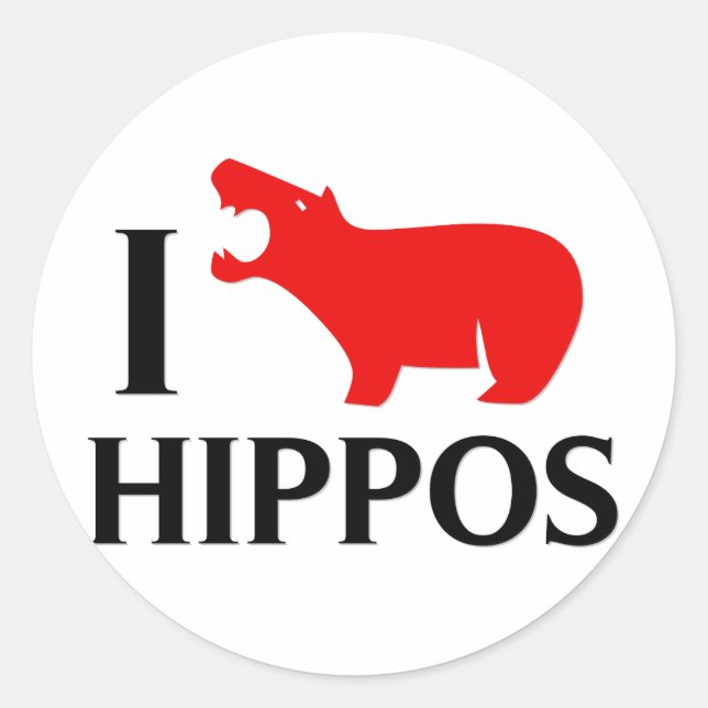 Sticker Rond J'adore les hippopotames (Devant)