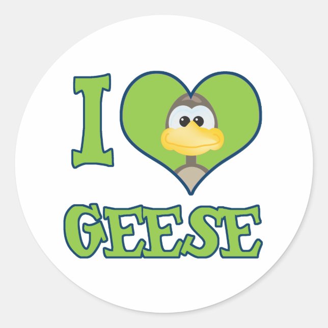 Sticker Rond J'adore les oies (Devant)