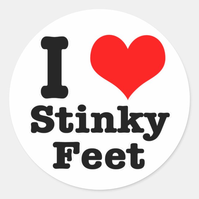 Sticker Rond J'ADORE les pieds qui puent (Devant)