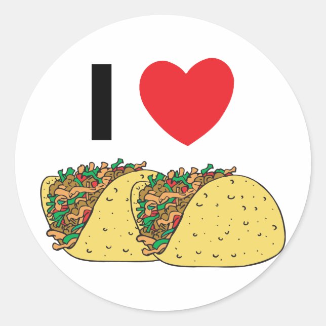Sticker Rond J'adore les Tacos (Devant)