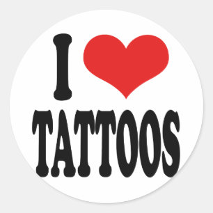 Sticker Rond J'adore les tatouages