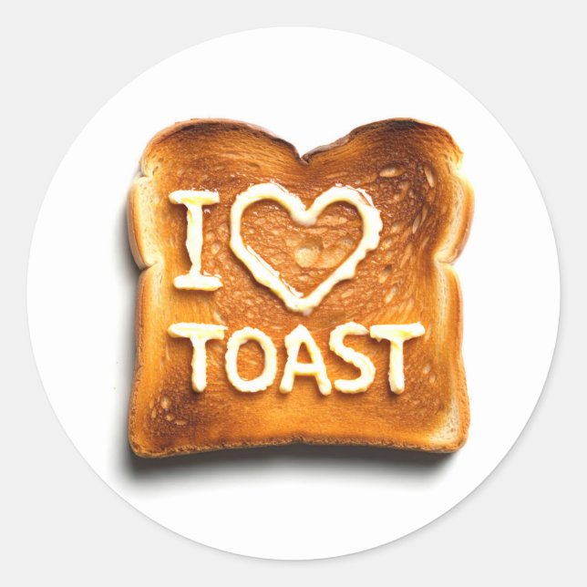 Sticker Rond J'adore les toasts (Devant)