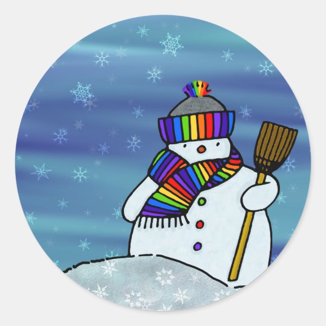 Sticker Rond J'adore l'hiver ! (Devant)