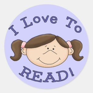 Sticker Rond J'adore lire la fille