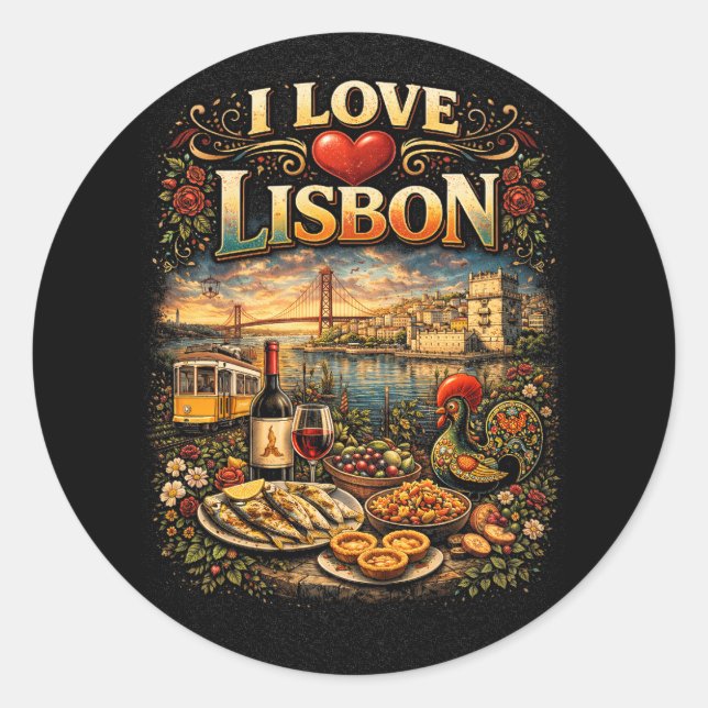 Sticker Rond J'adore Lisbonne (Devant)