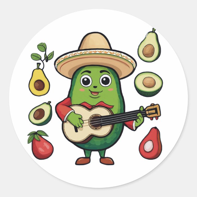 Sticker Rond J'adore manger de l'avocat (Devant)