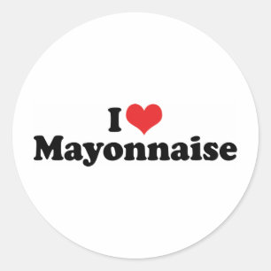 Sticker Rond J'adore Mayo au Coeur - Amateur de Mayonnaise