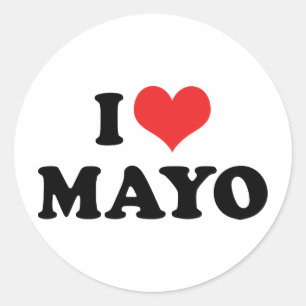 Sticker Rond J'adore Mayo au Coeur - Amateur de Mayonnaise