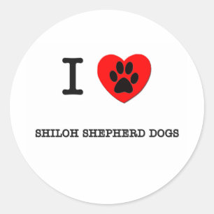 STICKER ROND J'ADORE MES CHIENS SHILOH SHEPHERD