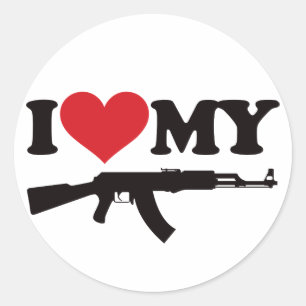 Sticker Rond J'adore mon AK47