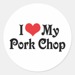Sticker Rond J'adore mon côtelette de porc