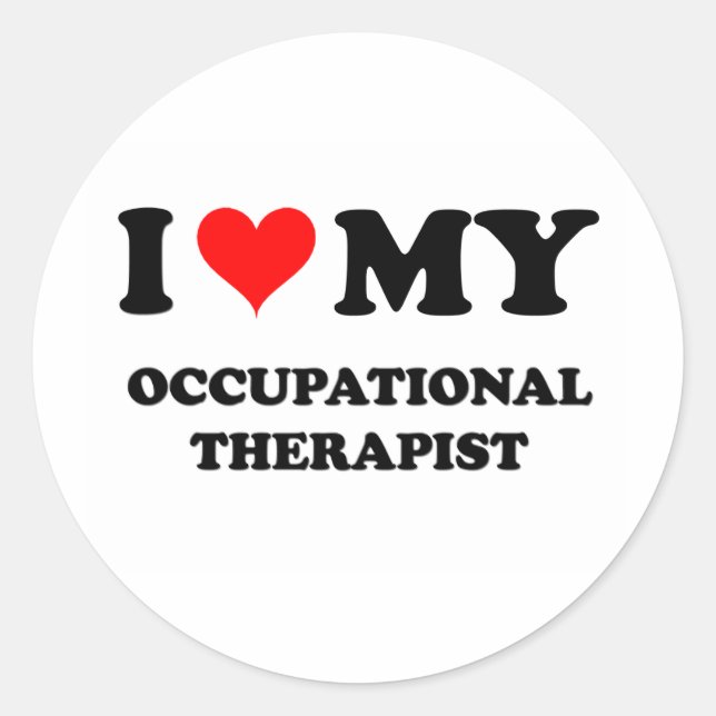 Sticker Rond J'adore mon ergothérapeute (Devant)