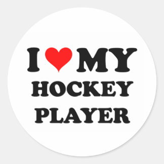 Sticker Rond J'adore mon joueur de hockey
