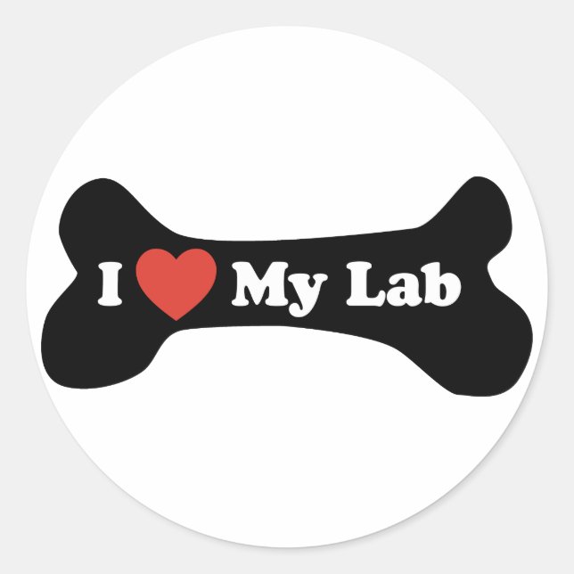 Sticker Rond J'adore mon laboratoire - os de chien (Devant)