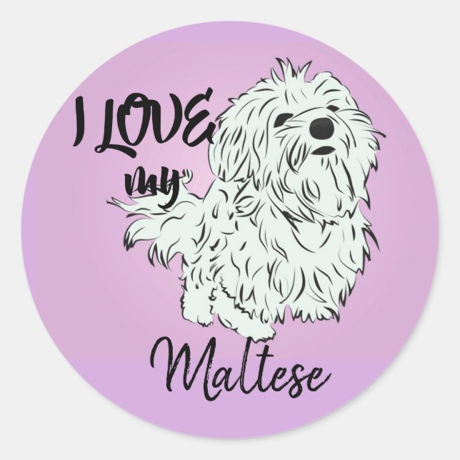 Sticker Rond J'adore mon Maltais (Devant)