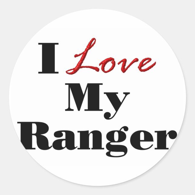 Sticker Rond J'adore mon Ranger (Devant)