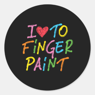 Sticker Rond J'adore peindre au doigt des couples mignons pour