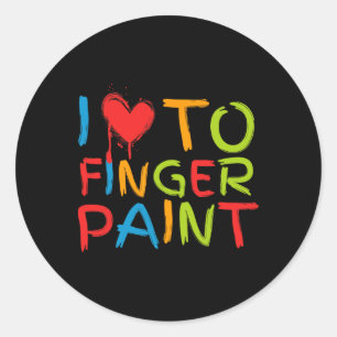 Sticker Rond J'adore peindre avec les doigts J'aime peindre un 