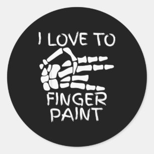Sticker Rond J'adore Peindre Avec Les Doigts Je Peins Des Mains