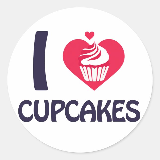 Sticker Rond J'adore T-shirt Cupcakes (Devant)