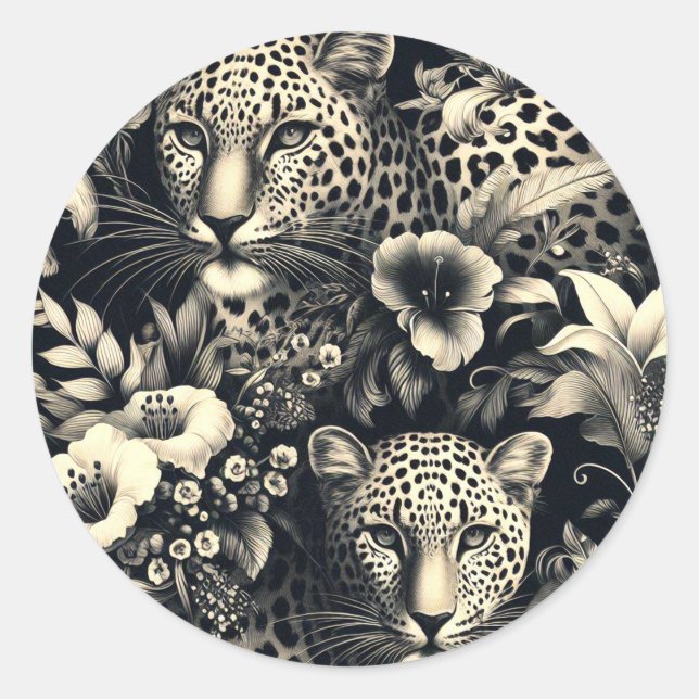 Sticker Rond Jaguar de la Jungle vintage (Devant)