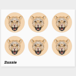 Sticker Rond Jaguar. Illustration du chat sauvage