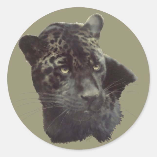 Sticker Rond Jaguar noir (Devant)