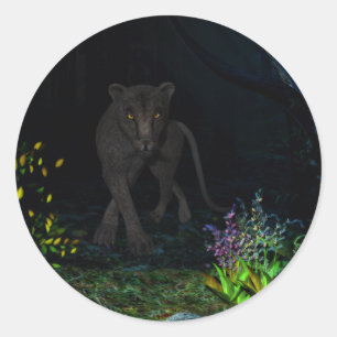 Sticker Rond Jaguar noir dans l'autocollant de bois