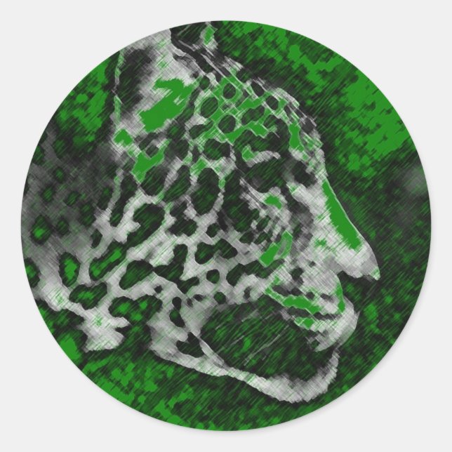Sticker Rond Jaguar Pop Art (Devant)