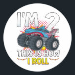 Sticker Rond J'ai 2 ans C'est comme ça que je roule Monster Tru<br><div class="desc">I'm 2 Voici comment je roule Monster Truck 2nd Birthday Boys Family Matching Design Gift Classic Round Sticker Classic Collection.</div>