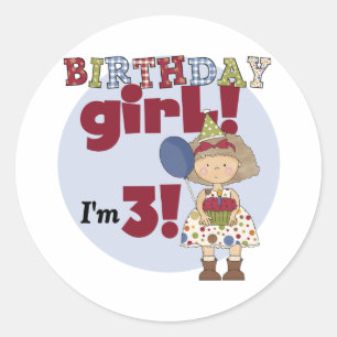 Sticker Rond J'ai 3 Tshirts et cadeaux pour filles d'anniversai