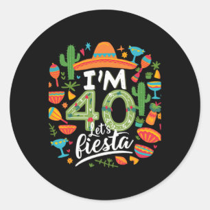 Sticker Rond J'ai 40 ans, faisons la fête pour mes 40 ans d'ann
