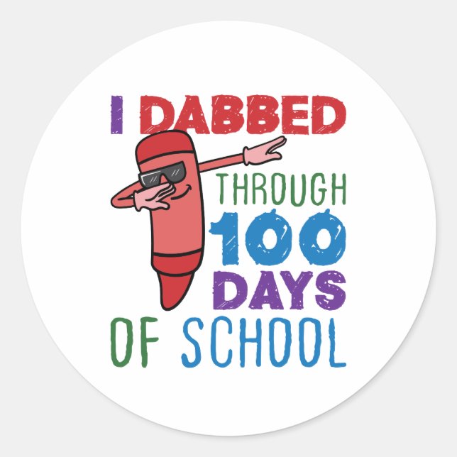 Sticker Rond J'ai baisé pendant 100 jours de crayon scolaire (Devant)