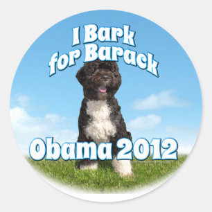 Sticker Rond J'ai Barack pour Barack, Bo le premier chien Obama