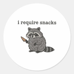 Sticker Rond J'Ai Besoin De Snacks Chemise Raccoon Hommes Femme