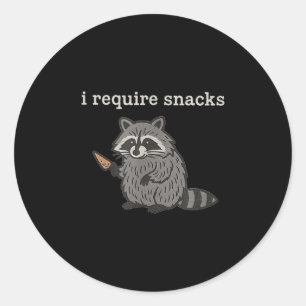 Sticker Rond J'Ai Besoin De Snacks Chemise Raccoon Hommes Femme