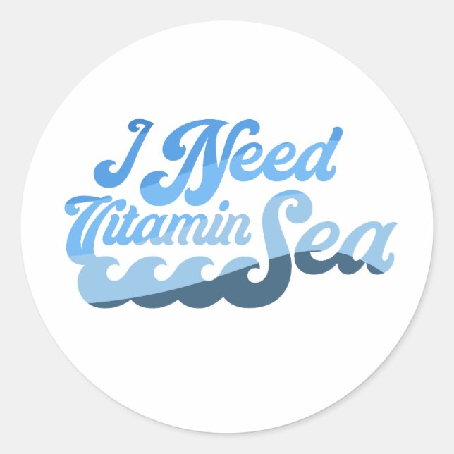 Sticker Rond J'ai besoin de vitamine mer (Devant)