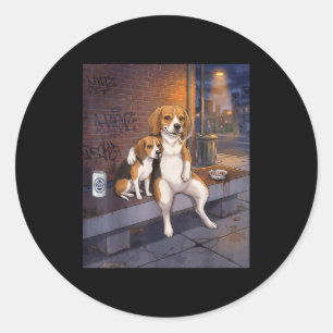 Sticker Rond J'ai Ce Chien En Moi Drôle Beagle Fumant Bière Mem