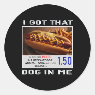 Sticker Rond J'Ai Ce Chien En Moi Drôle Hotdogs Combo 4 juillet