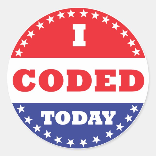 Sticker Rond J'ai codé aujourd'hui (Devant)