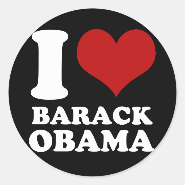 Sticker Rond J'ai coeur Barack Obama (Devant)