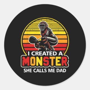 Sticker Rond J'ai créé un monstre, elle m'appelle papa attrapeu